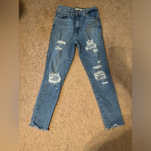 Levi’s high rise distressed frayed jeans size 27 - Picture 2 of 9
